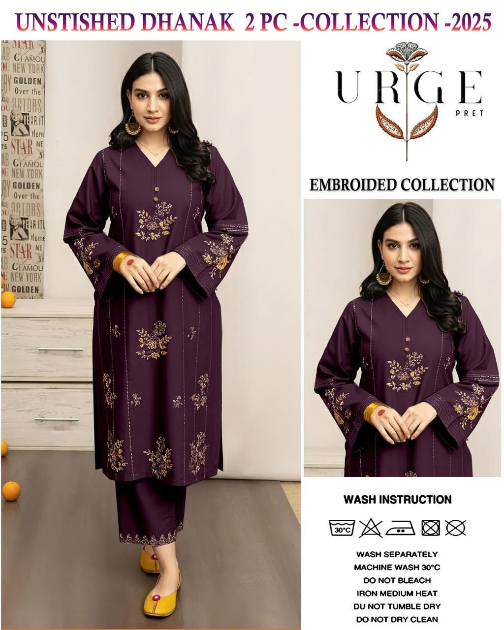 URGE Dhanak Embroided 2 piece D-007