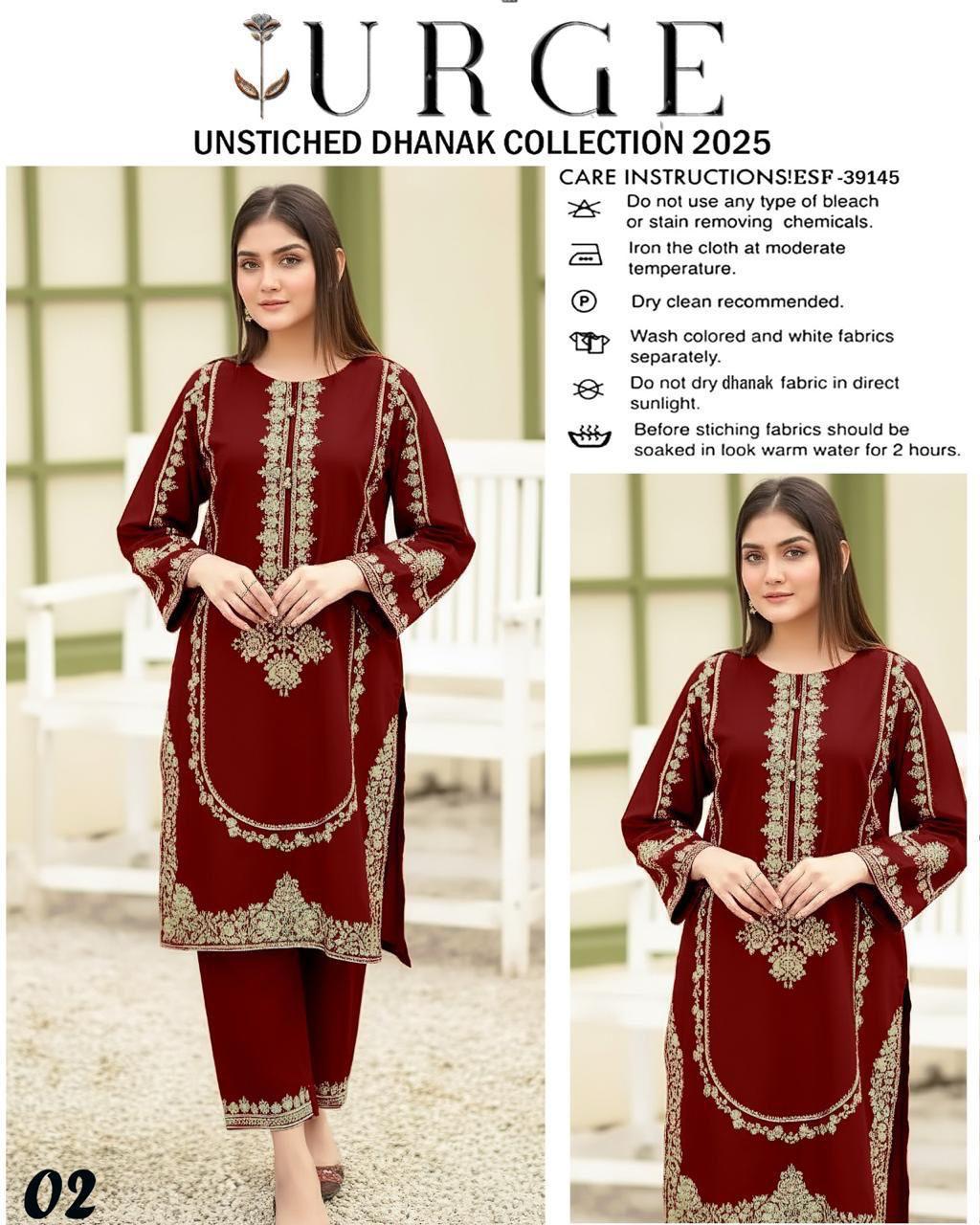URGE Dhanak Embroided 2 piece D-001
