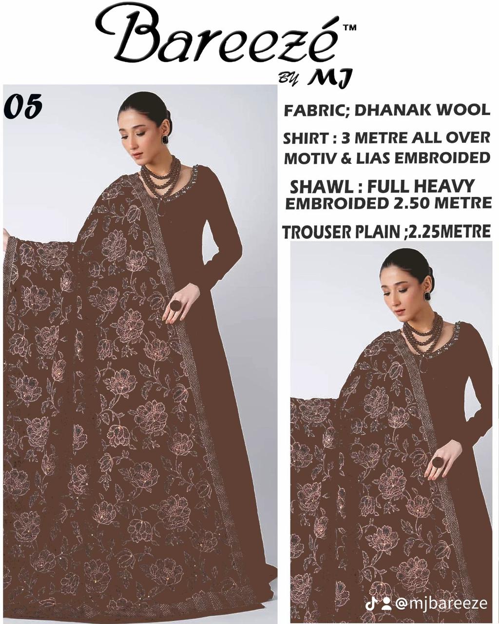 Bareeze Dhanak Embroidered 3piece D-001