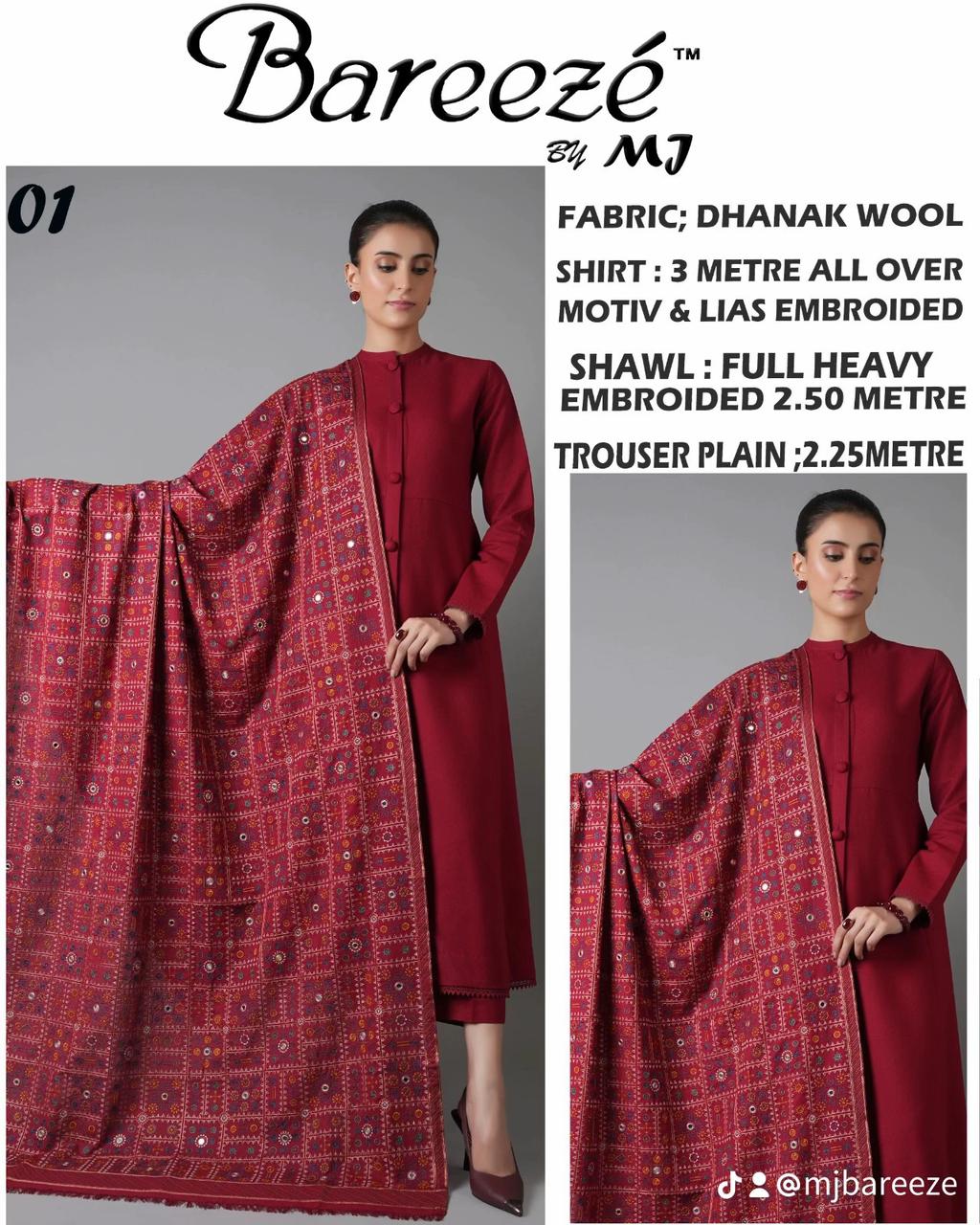 Bareeze Dhanak Embroidered 3piece D-004